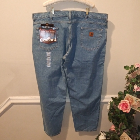 Carhartt 46 x 30 Relaxed Fit 100% Cotton Lighter Wash Jeans - Picture 4 of 12